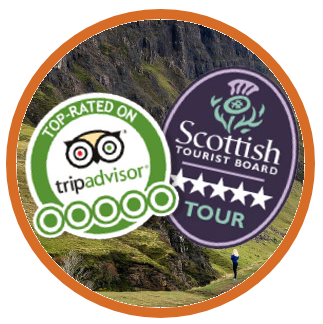 5 star Scottish tourist board tour logo and 5 star rated on Tripadvisor logo